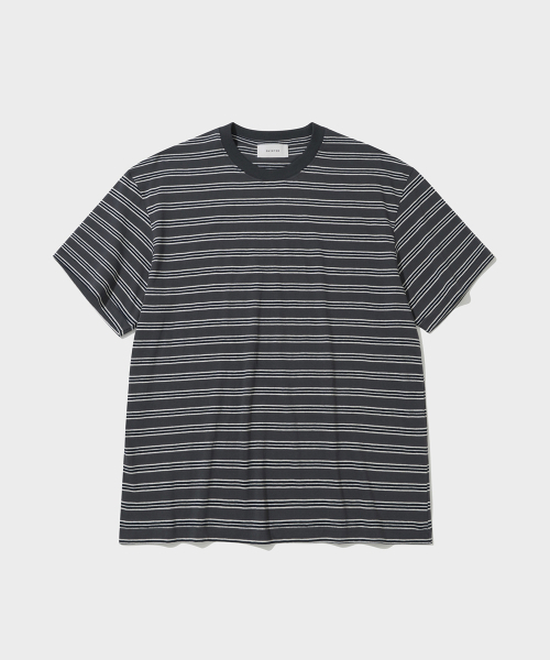 SHIRTER(シャーター)の「FINE STRIPE T-SHIRT (CHARCOAL)(Tシャツ/カットソー・メンズ・その他・SMALL/MEDIUM/LARGE)」の1枚目の写真
