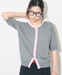 FRUIT OF THE LOOM × FREAK'S STORE/フルーツオブザルーム 別注 シアー配色ニットカーディガン/リネンタッチ/サマーニットカーディガン