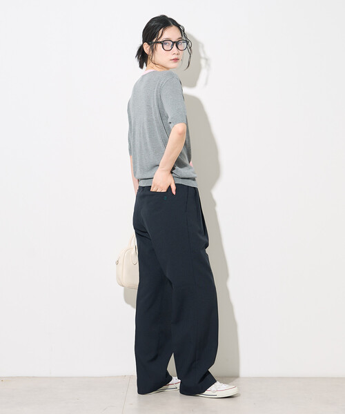 FREAK'S STORE（フリークスストア）の「FRUIT OF THE LOOM × FREAK'S STORE/フルーツオブザルーム 別注 シアー配色ニットカーディガン/リネンタッチ/サマーニットカーディガン（カーディガン/ボレロ・レディース・オフホワイト/ライトグレー/ブラウン・ﾌﾘ-）」の15枚目の写真