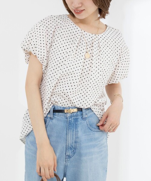 NOLLEY’S(ノーリーズ)の「【WEB限定】ウォッシャブルサッカードット袖ギャザーブラウス(シャツ/ブラウス・レディース・ホワイト系その他4/ブラック系その他3・38)」の19枚目の写真