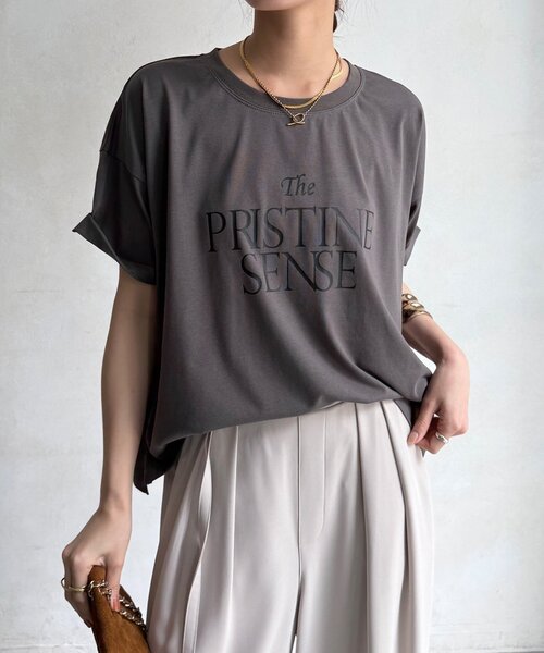 DouDou（ドゥドゥ）の「【WEB限定】プリントロゴTEE（Tシャツ/カットソー・レディース・グレー/ホワイト/キャメル・FREE）」の2枚目の写真