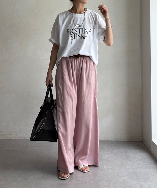 DouDou（ドゥドゥ）の「【WEB限定】プリントロゴTEE（Tシャツ/カットソー・レディース・グレー/ホワイト/キャメル・FREE）」の5枚目の写真
