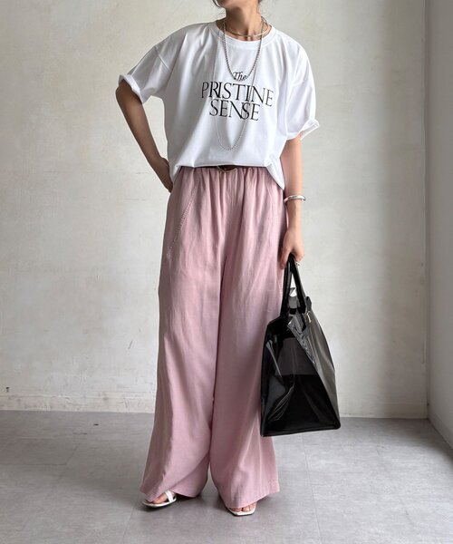 DouDou（ドゥドゥ）の「【WEB限定】プリントロゴTEE（Tシャツ/カットソー・レディース・グレー/ホワイト/キャメル・FREE）」の6枚目の写真