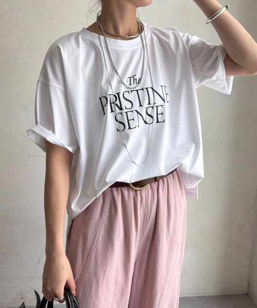 DouDou（ドゥドゥ）の「【WEB限定】プリントロゴTEE（Tシャツ/カットソー・レディース・グレー/ホワイト/キャメル・FREE）」の9枚目の写真
