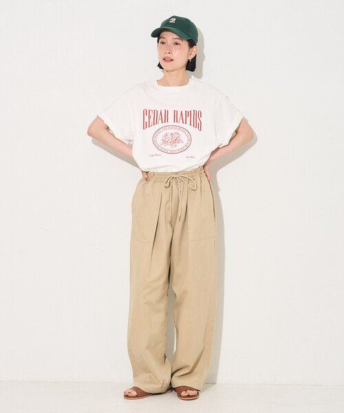 FREAK'S STORE(フリークスストア)の「フラワープリントTシャツ/ロゴTシャツ(Tシャツ/カットソー・レディース・オフホワイト/ライトグレー/チャコール・フリ-)」の5枚目の写真