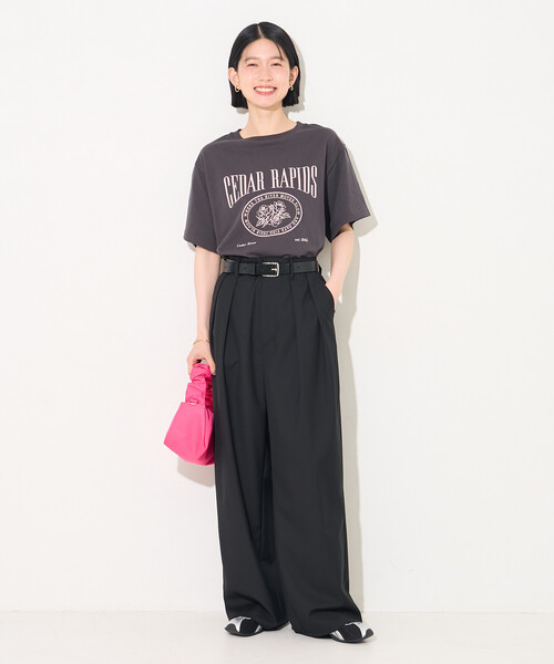FREAK'S STORE(フリークスストア)の「フラワープリントTシャツ/ロゴTシャツ(Tシャツ/カットソー・レディース・オフホワイト/ライトグレー/チャコール・フリ-)」の14枚目の写真