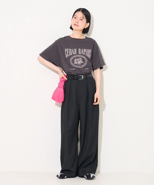 FREAK'S STORE(フリークスストア)の「フラワープリントTシャツ/ロゴTシャツ(Tシャツ/カットソー・レディース・オフホワイト/ライトグレー/チャコール・フリ-)」の15枚目の写真