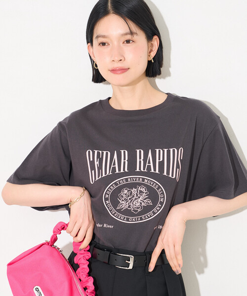 FREAK'S STORE(フリークスストア)の「フラワープリントTシャツ/ロゴTシャツ(Tシャツ/カットソー・レディース・オフホワイト/ライトグレー/チャコール・フリ-)」の19枚目の写真