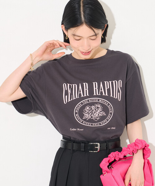 FREAK'S STORE(フリークスストア)の「フラワープリントTシャツ/ロゴTシャツ(Tシャツ/カットソー・レディース・オフホワイト/ライトグレー/チャコール・フリ-)」の20枚目の写真