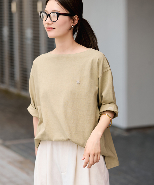 FRAMeWORK（フレームワーク）の「CHAMPION/チャンピオン 別注16S/1 JERESY nuance TEE（Tシャツ/カットソー・レディース・ネイビー/ベージュ・FREE）」の7枚目の写真