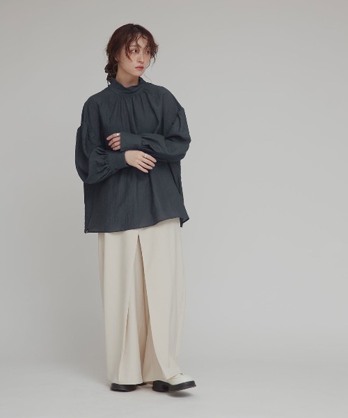 W:Huku(フーク)の「スタンドカラー ボウタイ シアー ブラウス / Stand Collar Bow Tie Blouse(シャツ/ブラウス・レディース・イエロー系その他/ホワイト/グレー系その他・FREE)」の13枚目の写真