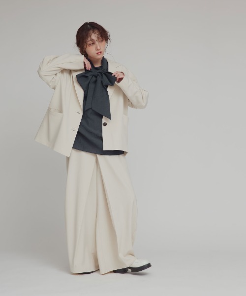 W:Huku(フーク)の「スタンドカラー ボウタイ シアー ブラウス / Stand Collar Bow Tie Blouse(シャツ/ブラウス・レディース・イエロー系その他/ホワイト/グレー系その他・FREE)」の18枚目の写真