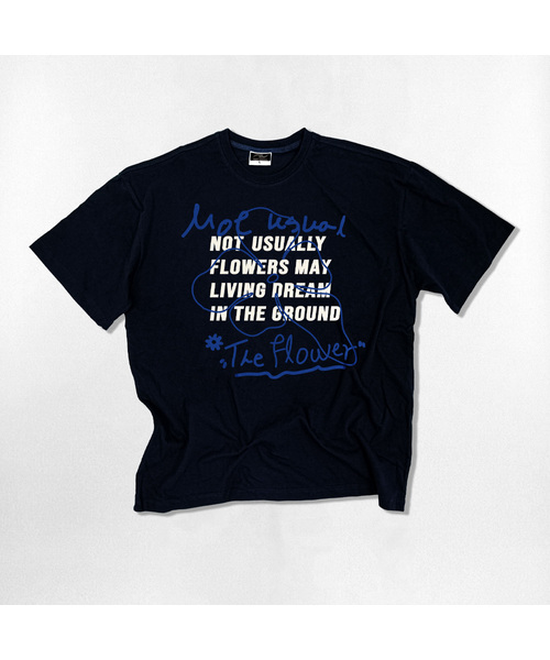 NOTUSUAL（ノットユージュアル）の「フラワーラインオーバーサイズ半袖Tシャツ4カラー（Tシャツ/カットソー・レディース・ネイビー/ライトホワイト/ホワイト/ブラック・SMALL/MEDIUM/LARGE/X-LARGE）」の4枚目の写真