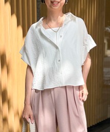 ソフトバルーンフリル袖ブラウス
