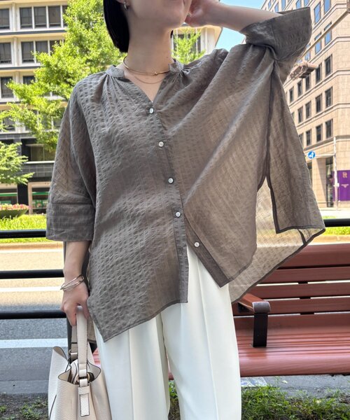 Jena espace merveilleux(ジェナ エスパスメルヴェイユ)の「サッカーブラウス(シャツ/ブラウス・レディース・ブラック/グレー/オフホワイト・FREE)」の18枚目の写真