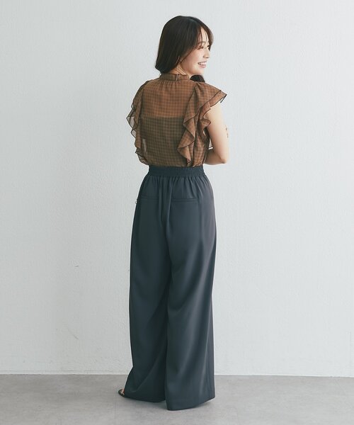La boutique BonBon(ラブティックボンボン)の「【セット着用可能・愛されブラウス】スパンボイルチェックラッフルボウタイブラウス(シャツ/ブラウス・レディース・ブラウン/グレー・FREE)」の22枚目の写真