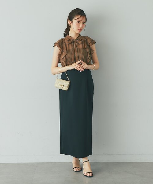 La boutique BonBon(ラブティックボンボン)の「【愛されブラウス】スパンボイルチェックラッフルボウタイブラウス(シャツ/ブラウス・レディース・ブラウン/グレー・FREE)」の21枚目の写真