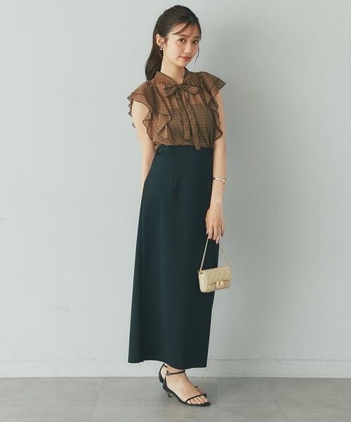 La boutique BonBon(ラブティックボンボン)の「【愛されブラウス】スパンボイルチェックラッフルボウタイブラウス(シャツ/ブラウス・レディース・ブラウン/グレー・FREE)」の22枚目の写真