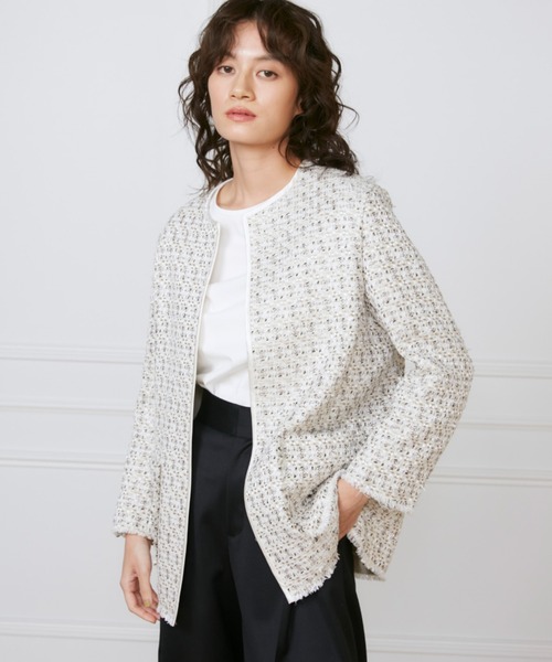 INED(イネド)の「ツイードジャケット《la veille by SUPERIOR CLOSET》(ノーカラージャケット・レディース・オフホワイト・9号)」の1枚目の写真