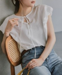 slattgir | 高身長　前後２ＷＡＹニュアンスストライプ紐付バルーンスリーブシャツ（トールサイズ）Essenave(シャツ/ブラウス)