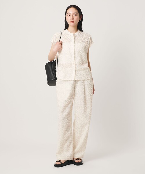 BEAUTY&YOUTH UNITED ARROWS(ビューティーアンドユースユナイテッドアローズ)の「【WEB限定】シアージャガード バンドカラーフレンチスリーブブラウス ウォッシャブル(シャツ/ブラウス・レディース・ピンク/オフホワイト/ブラック・FREE)」の6枚目の写真