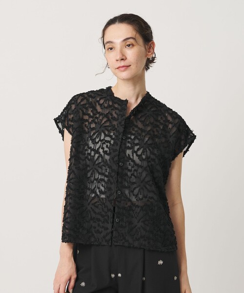 BEAUTY&YOUTH UNITED ARROWS(ビューティーアンドユースユナイテッドアローズ)の「【WEB限定】シアージャガード バンドカラーフレンチスリーブブラウス ウォッシャブル(シャツ/ブラウス・レディース・ピンク/オフホワイト/ブラック・FREE)」の7枚目の写真