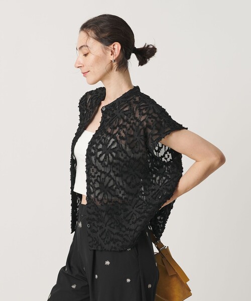 BEAUTY&YOUTH UNITED ARROWS(ビューティーアンドユースユナイテッドアローズ)の「【WEB限定】シアージャガード バンドカラーフレンチスリーブブラウス ウォッシャブル(シャツ/ブラウス・レディース・ピンク/オフホワイト/ブラック・FREE)」の8枚目の写真