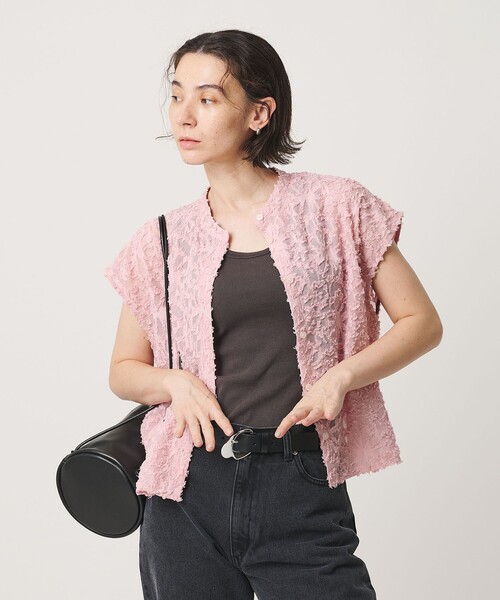 BEAUTY&YOUTH UNITED ARROWS(ビューティーアンドユースユナイテッドアローズ)の「【WEB限定】シアージャガード バンドカラーフレンチスリーブブラウス ウォッシャブル(シャツ/ブラウス・レディース・ピンク/オフホワイト/ブラック・FREE)」の10枚目の写真