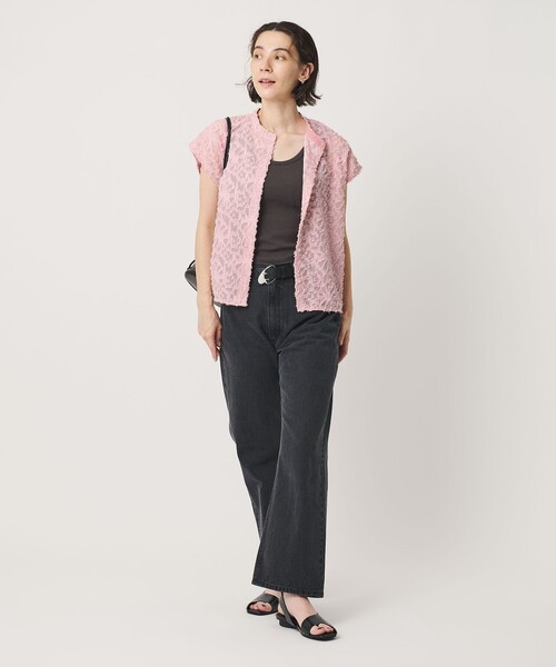 BEAUTY&YOUTH UNITED ARROWS(ビューティーアンドユースユナイテッドアローズ)の「【WEB限定】シアージャガード バンドカラーフレンチスリーブブラウス ウォッシャブル(シャツ/ブラウス・レディース・ピンク/オフホワイト/ブラック・FREE)」の12枚目の写真