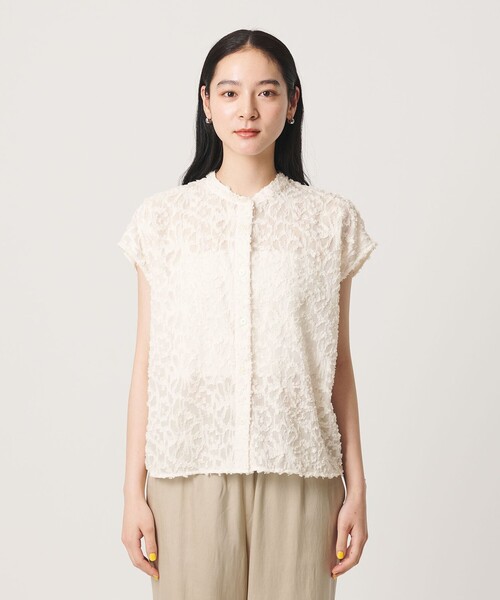 BEAUTY&YOUTH UNITED ARROWS(ビューティーアンドユースユナイテッドアローズ)の「【WEB限定】シアージャガード バンドカラーフレンチスリーブブラウス ウォッシャブル(シャツ/ブラウス・レディース・ピンク/オフホワイト/ブラック・FREE)」の13枚目の写真