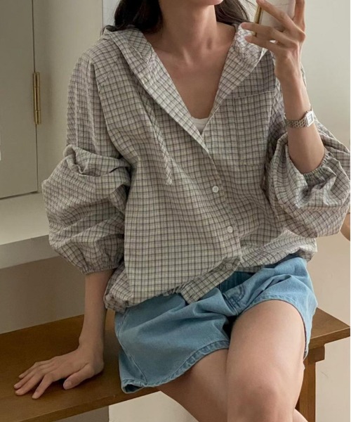 MAISON DE THERESE（メゾン ド テレーズ）の「冷感モダール カップ付き半袖ルームウェア（シャツ/ブラウス・レディース・White/Black・M）」の2枚目の写真