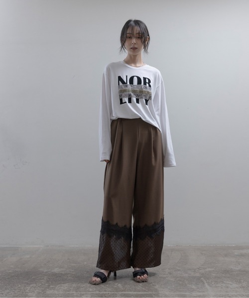 Eimee Law(エイミーロウ)の「ヘムシアータックスラックスパンツ(スラックス・レディース・ダークグレー/ブラウン・MEDIUM)」の3枚目の写真