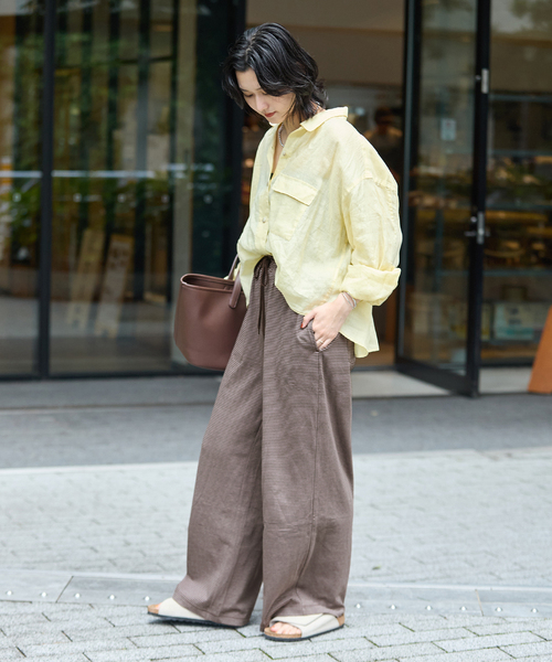 JOURNAL STANDARD(ジャーナルスタンダード)の「【oaedit】 ボーダーイージー パンツ(その他パンツ・レディース・ダークブルー/ワイン/チョコ・FREE)」の6枚目の写真