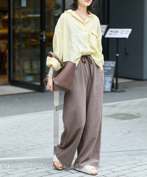 JOURNAL STANDARD(ジャーナルスタンダード)の「【oaedit】 ボーダーイージー パンツ(その他パンツ・レディース・ダークブルー/ワイン/チョコ・FREE)」の7枚目の写真
