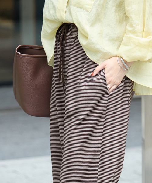 JOURNAL STANDARD(ジャーナルスタンダード)の「【oaedit】 ボーダーイージー パンツ(その他パンツ・レディース・ダークブルー/ワイン/チョコ・FREE)」の12枚目の写真