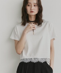 レース ドッキング ショート丈 Tシャツ