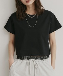 別注】＜MUVEIL＞6分袖 レース ボーダー カットソー ‐united LOVE