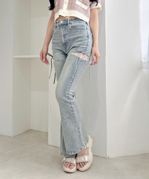 INGNI(イング)の「サイドリボンレース貼付フレアデニムパンツ(デニムパンツ・レディース・ブルー系その他3/ブルー系その他・S/M)」の18枚目の写真