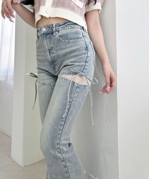 INGNI(イング)の「サイドリボンレース貼付フレアデニムパンツ(デニムパンツ・レディース・ブルー系その他3/ブルー系その他・S/M)」の17枚目の写真