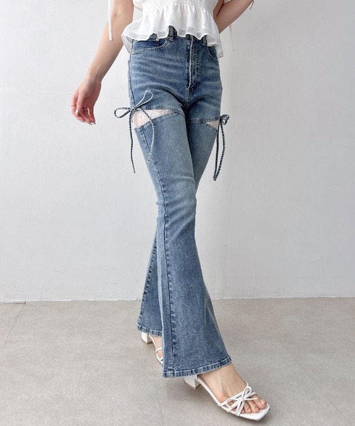 INGNI(イング)の「サイドリボンレース貼付フレアデニムパンツ(デニムパンツ・レディース・ブルー系その他3/ブルー系その他・S/M)」の12枚目の写真