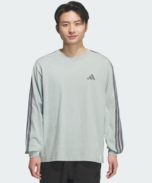 エッセンシャルズ プラス ルーズフィット スリーストライプス シングルジャージー 長袖Tシャツ / ロンT / アディダス adidas