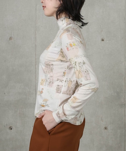 STUDIO PICONE(スタジオピッコーネ)の「水彩タッチハイネックプルオーバー(Tシャツ/カットソー・レディース・ベージュ/ピンク・LL/L/M)」の10枚目の写真