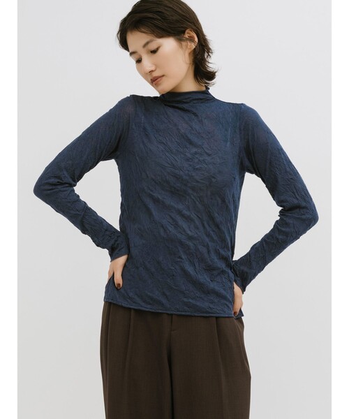 MIDIUMISOLID(ミディウミソリッド)の「MIDIUMISOLID for Ladies シアーハイネックインナー(Tシャツ/カットソー・レディース・ブラック/オフホワイト/グリーン/ネイビー・FREE)」の4枚目の写真