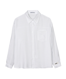 SHEER STRIPE OVERSIZED SHIRT_IVORY