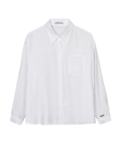 NICK&NICOLE(ニックアンドニコール)の「SHEER STRIPE OVERSIZED SHIRT_IVORY(シャツ/ブラウス・レディース・その他・FREE)」の1枚目の写真