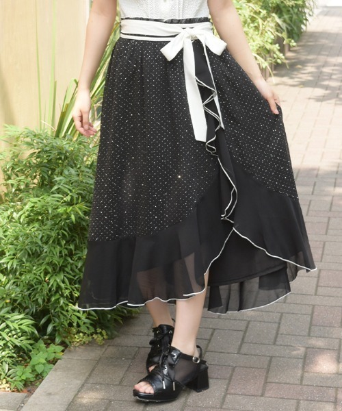 axes femme（アクシーズファム）の「ラメシフォンフリルＳＫ（スカート・レディース・ブルー/ホワイト/ブラック・FREE）」の2枚目の写真