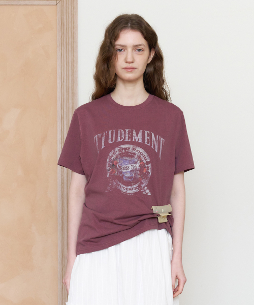 TTUDEMENT(トュードメント)の「TEA CAN GRAPHIC T-SHIRT_WINE(Tシャツ/カットソー・レディース・その他・FREE)」の1枚目の写真