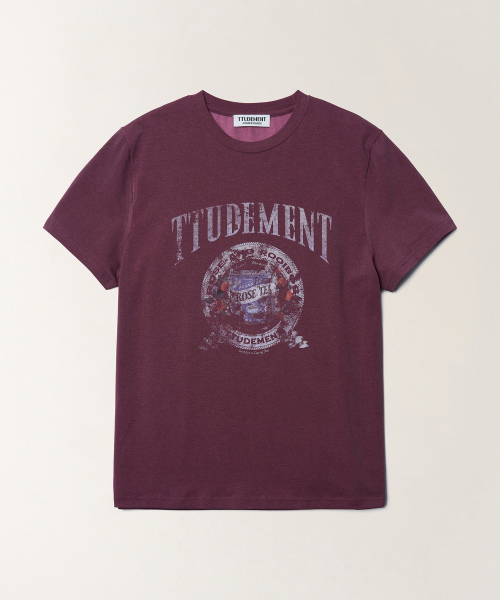 TTUDEMENT(トュードメント)の「TEA CAN GRAPHIC T-SHIRT_WINE(Tシャツ/カットソー・レディース・その他・FREE)」の2枚目の写真