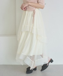asymmetry tulle long skirt / アシメチュールロングスカート