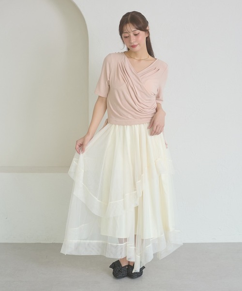 Ambre Neige（アンブルネージュ）の「asymmetry tulle long skirt / アシメチュールロングスカート（スカート・レディース・アイボリー/チャコールグレー・FREE）」の11枚目の写真